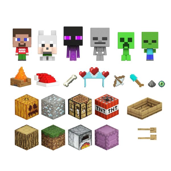 Minecraft Mob Head Minis Advent Calendar Featuring Pixelated Video-Game Character Figures with Giant Heads, Collectible Toy Gift for Fans Ages 6 Years & Older Supply