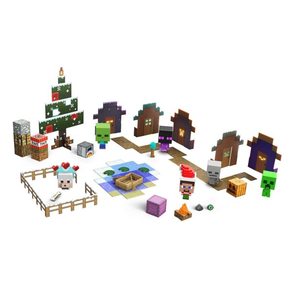 Minecraft Mob Head Minis Advent Calendar Featuring Pixelated Video-Game Character Figures with Giant Heads, Collectible Toy Gift for Fans Ages 6 Years & Older Supply