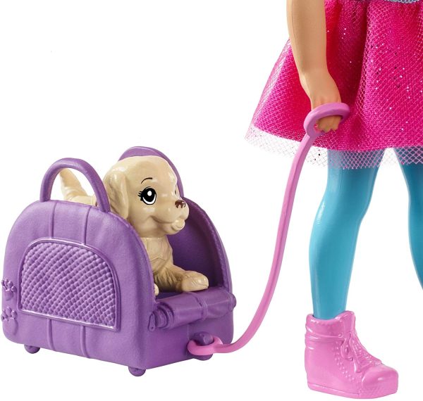 Barbie Chelsea Travel Doll Blonde with Puppy, Carrier and Accessories Online now