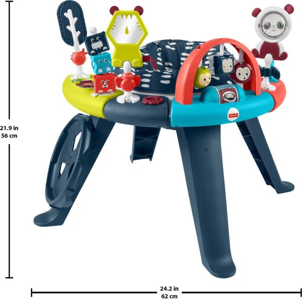 Fisher-Price 3-in-1 Baby Activity Center & Toddler Play Table, Spin & Sort, Navy Dashes on Sale