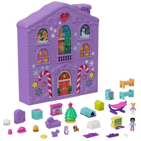 Polly Pocket Advent Calendar, Winter House Design, 4 Floors with 8 Rooms, 25 Surprises to Discover, Great for Ages 4 Years Old & Up on Sale