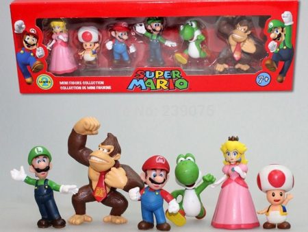 6pc Super Mario Bros Peach Toad Mario Luigi Yoshi Donkey Kong Action Figure Toys Fashion