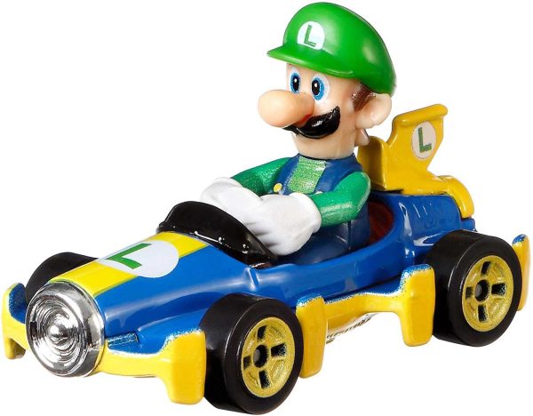 Hot Wheels Mario Kart Die-Cast Luigi with Mach 8 Vehicle on Sale