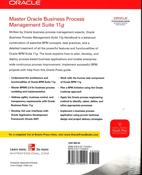 Oracle Business Process Management Suite 11G Handbook Supply